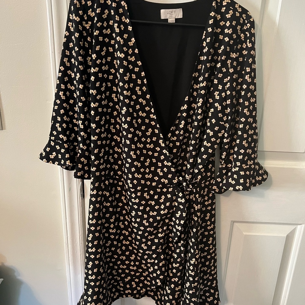 Black Floral Wrap Romper Dress or Skort Dress